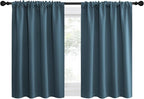 NICETOWN 2 Panels Blackout Curtains, Rod Pocket Thermal Insulated Drapes for Kitchen, Heavy Duty Small Window Treatment for Dorm Room, Studio Apartment, Basement (Smoky Blue, W42 x L30)