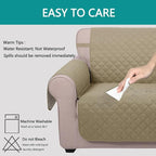 U-NICE HOME Recliner Chair Covers Reversible Chair Cover for Dogs with Elastic Straps Water Resistant Diamond Quilted (23''Armchair, Light Camel/Beige)