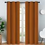 Yakamok Blackout Curtains 38x84 inch Burnt Orange Thermal Drapes-Bedroom
