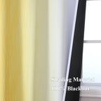 Yellow and Greyish White Ombre Blackout Curtains for Living Room 63 Inch