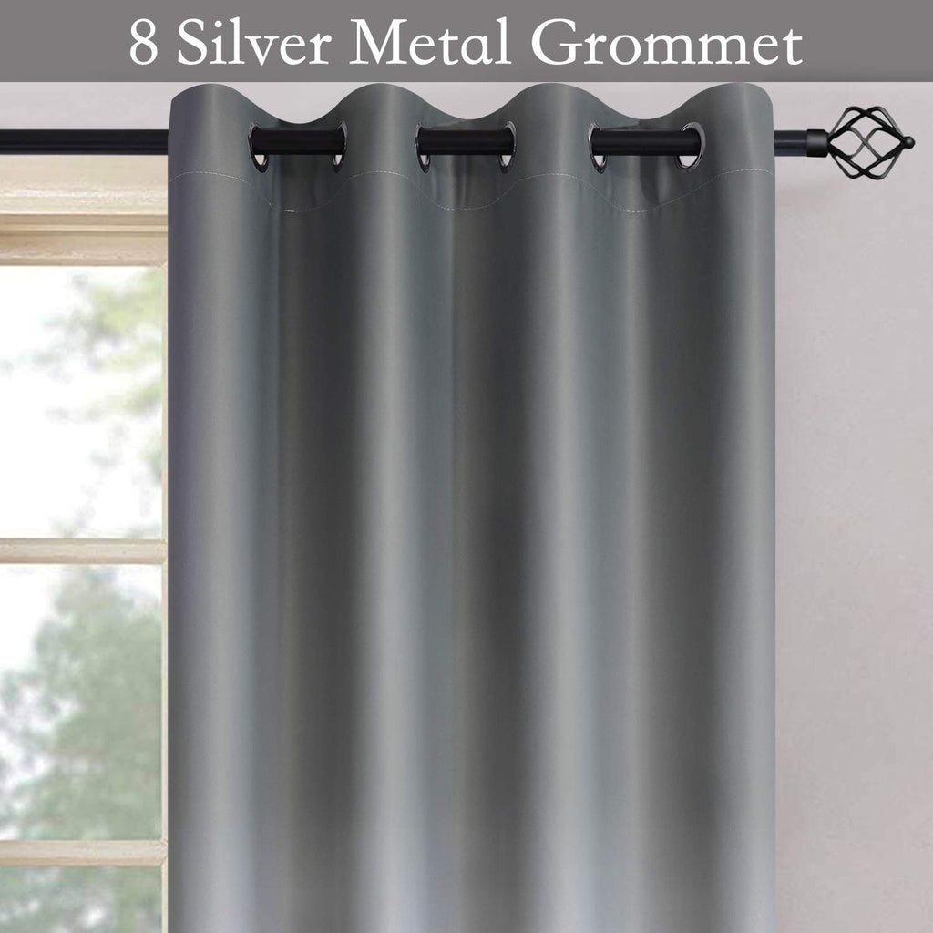 SimpleHome Grey to Grey White Ombre Room Darkening Curtains 72 Inch