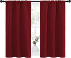 NICETOWN 40inch Curtains for Small Windows, Thermal Insulated Privacy Short Drapes for Kitchen Bathroom (Set of 2, Burgundy Red, 29" Wide)