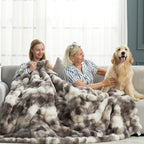Cozy Bliss Cow Print Faux Fur Throw Blanket for Couch, Fuzzy Soft Plush Thick Bubble Blanket for Sofa Bedroom Living Room, 50x60 Inches