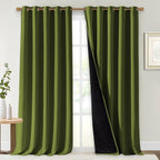 NICETOWN Full Shading Curtains for Windows, Olive Green, Pack of 2, 70 inches W x 95 inches L, Super Heavy-Duty Black Lined Blackout Curtains for Bedroom, Privacy Assured Window Treatment