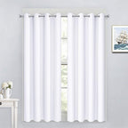 Yakamok Pure White Curtains 45 Inch Length, Grommet Top Small Window Drapes for Living Room/Bedroom(52 Inch Width, 2 Panels)