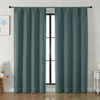Simplebrand Ava Dark Green Blackout Curtains for Bedroom 84 Inch Length 2 Panels Set, Solid Thermal Insulated Privacy Living Room Window Treatment Curtains Blackout Drapes, W50 x L84 Inch, Dark Green