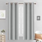 Yakamok Light Blocking Window Blackout Curtains Thermal Insulated Room Darkening Drapes for Bedroom,Solid Grommet Top Window Panels, 38x63 Inch, Light Grey, One Pair