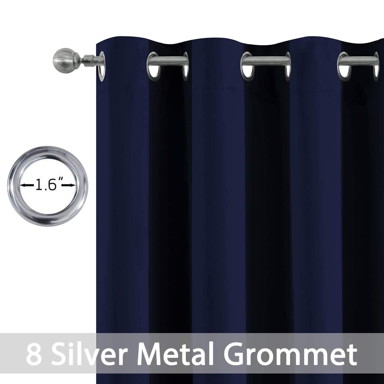 Yakamok Navy Blue Room Darkening Window Curtains 52x36 Inch for Kitchen