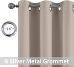 Yakamok Blackout Curtains Room Darkening Thermal Insulated Window Panels,Solid Grommet Top Drapes for Bedroom/Living Room(38Wx36L, Natural, 2 Panels)