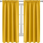 DWCN Blackout Curtains Room Darkening Thermal Insulated Bedroom Curtains Window Curtain Panels, 52 x 63 inches Long, Set of 2 Yellow Rod Pocket Drapes
