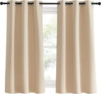 NICETOWN Blackout Curtain Panels for Living Room, Biscotti Beige, Set of 2, 34 by 60 Inch, Window Treatment Thermal Insulated Solid Grommet Vertical Drapes Window Treatments for Bedroom
