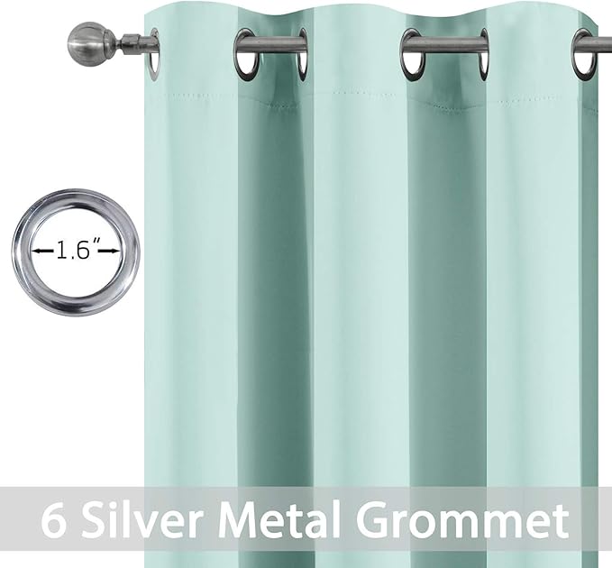 Yakamok Blackout Curtains Room Darkening Thermal Insulated with Grommet Window Curtain for Living Room, 38 x 54 inch, Aqua, 2 Panels