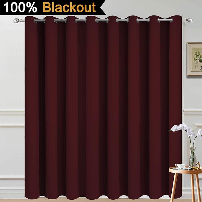 Yakamok Burgundy Red Blackout Patio Door Curtain Panels W100 x L84,1 Panel