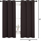 NICETOWN Triple Weave Microfiber Energy Saving Thermal Insulated Solid Grommet Blackout Curtains for Bedroom (2 Panels, 42 inches by 63 Inch, Toffee Brown)