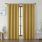 Simplebrand Ava Bright Gold Blackout Curtains for Bedroom 72 Inch Length 2 Panels Set, Privacy Thermal Insulated Rod Pocket Door Window Curtains for Patio French Door Front Door, W40 x L72 Inch