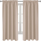 DWCN Blackout Curtains Thermal Insulated, Energy Saving & Noise Reducing Bedroom and Living Room Curtains, Camel, W 52x L 63 Inch, Set of 2 Rod Pocket Curtain Panels