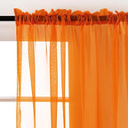 SpaceDresser Orange Sheer Curtains 4 Panels Rod Pocket Semi-Sheer Curtain 54 Inches Long Light Filtering Voile Window Drapes for Bedroom Living Room Kitchen, Each 52W x54L