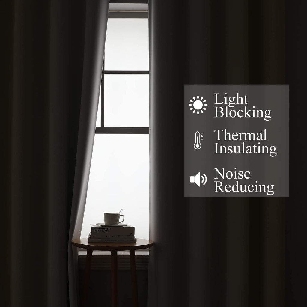 Beige and Greyish White Ombre Blackout Curtains Living Room 84 Inches Long