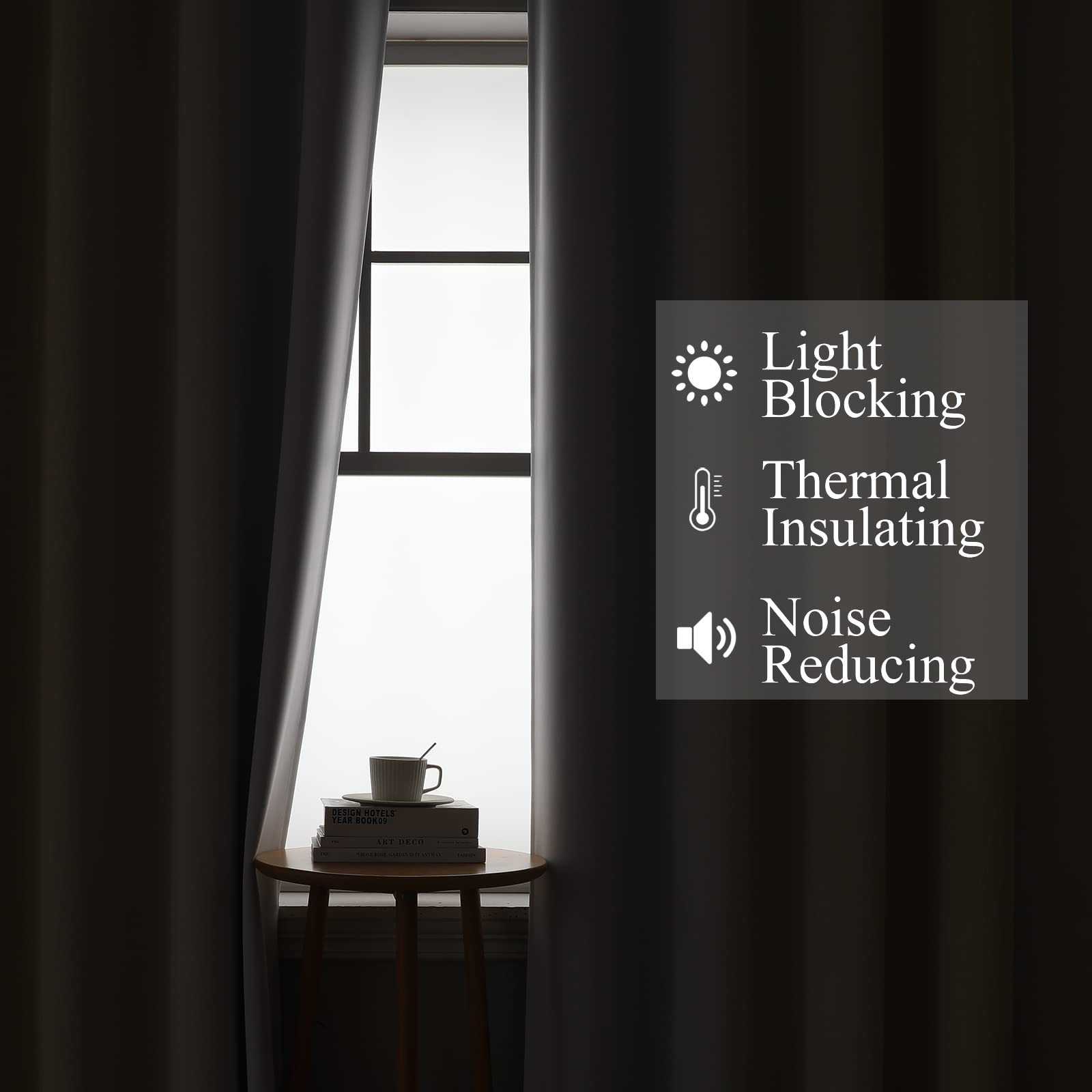 Beige and Greyish White Ombre Blackout Curtains Living Room 84 Inches Long