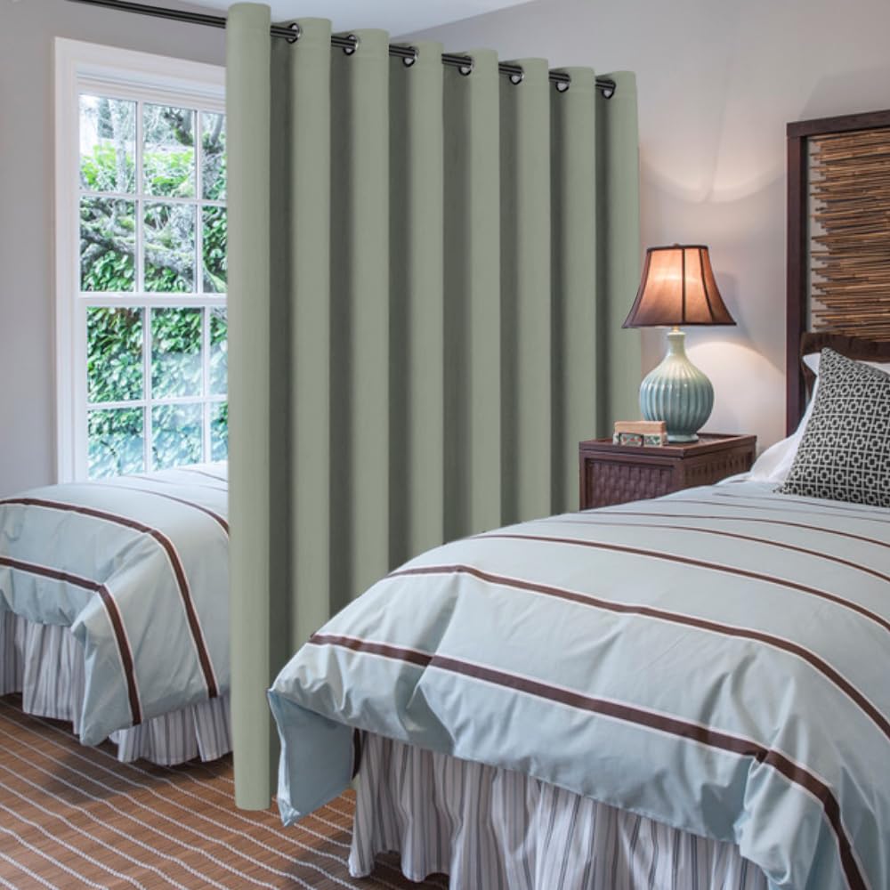 H.VERSAILTEX Blackout Patio Curtains 100 x 96 Inches for Sliding Door Extral Wide Blackout Curtain Panels Thermal Insulated Room Divider - Grommet Top, 8' Tall by 8.5' Wide - Sea Grass