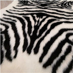 Zebra Print Rug Faux Animal Cowhide Skin Area Rug Leather Carpet Mat Large Size for Home Office Livingroom 7.9'x5.6'