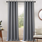 Yakamok Gray Blackout Curtains Room Darkening Thermal Insulated with Grommet Window Curtain for Bedroom, 52Wx108L inch, Grey, 2 Panels