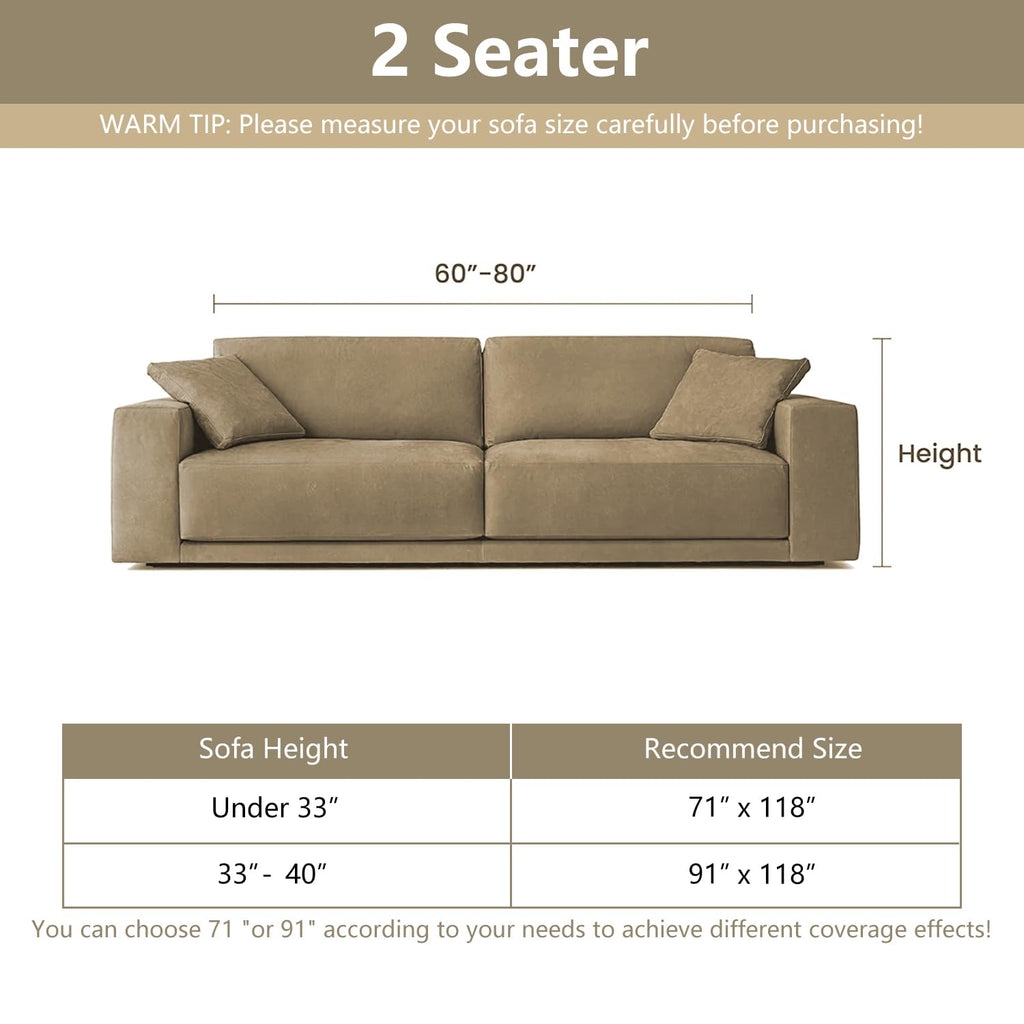 MYSKY HOME Couch Covers for 2 Cushion Couch Sofa, Chenille L Shape Sectional Couch Cover - Pet-Friendly, Machine Washable, Non-Slip Sofa Protector for Dogs, Kids, 71"x118", Sand