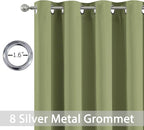 Yakamok Blackout Curtains Room Darkening Thermal Insulated Window Panels,Solid Grommet Top Drapes for Bedroom(52x108 Inch, Sage Green, 2 Panels)