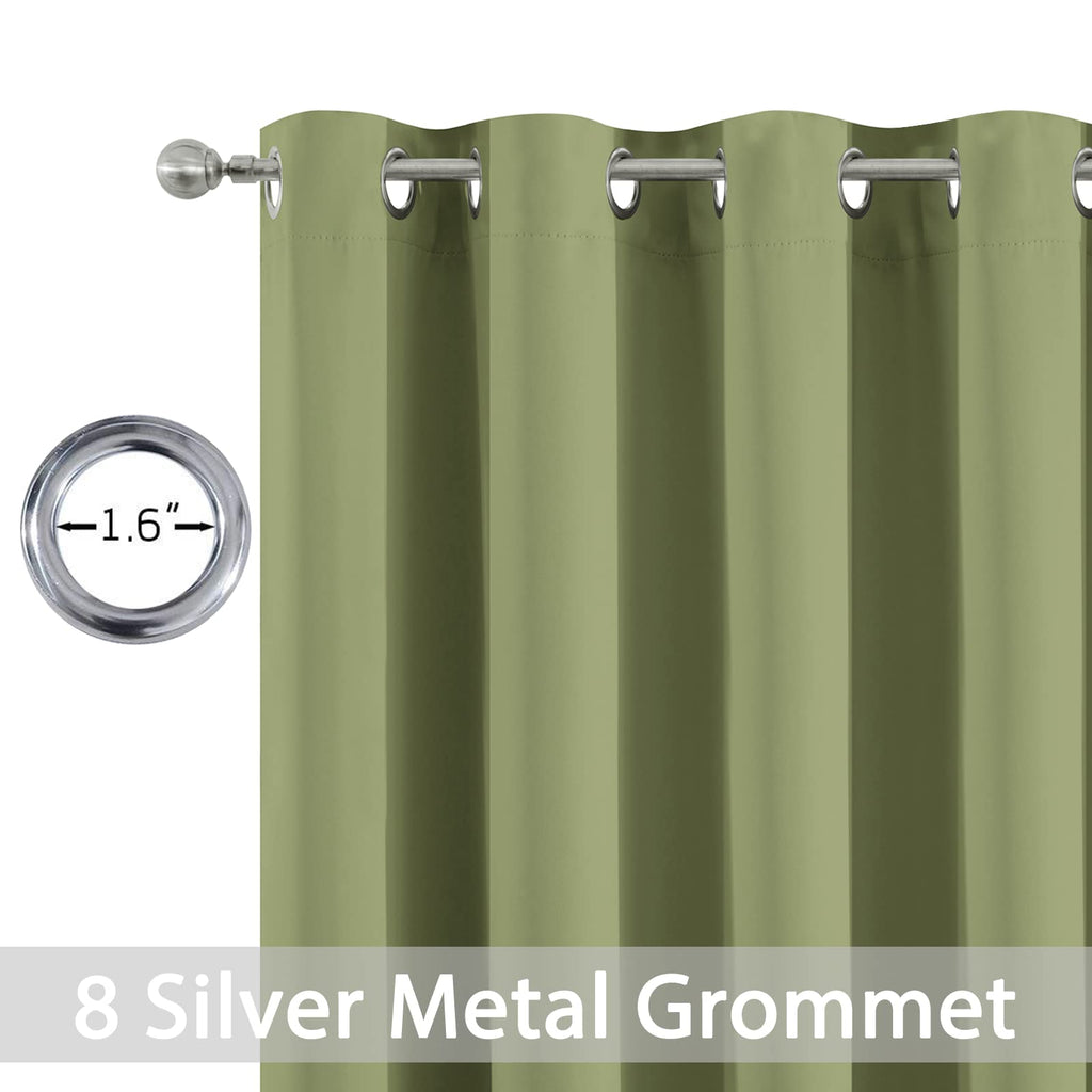 Yakamok Room Darkening Curtains 52x108 inch Length Sage Green-Living Room