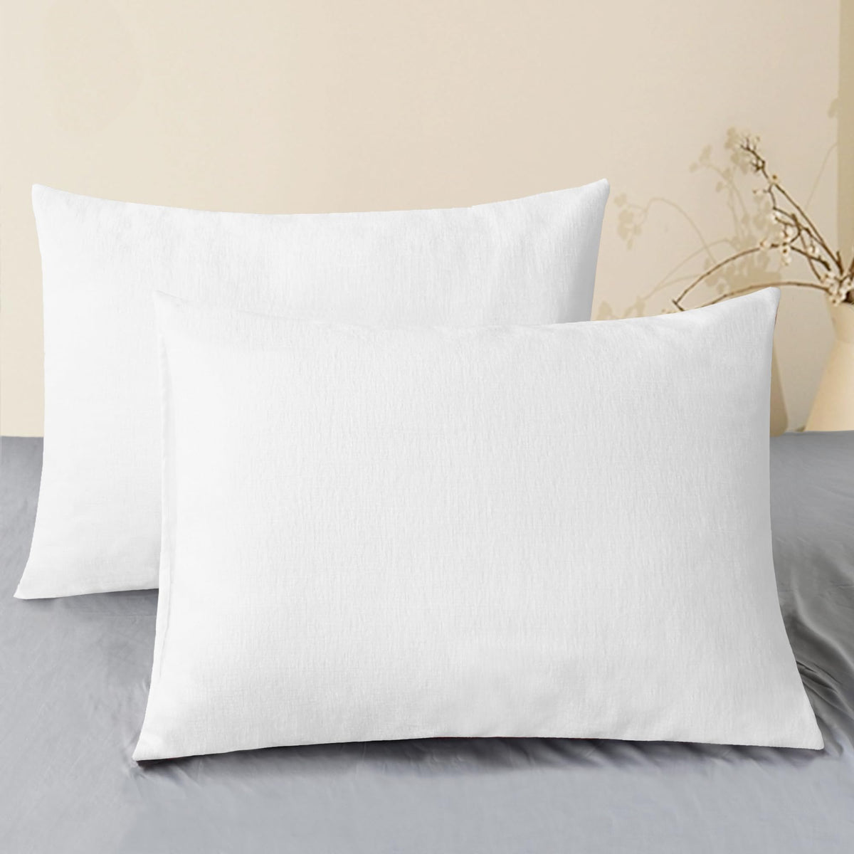 CaliTime Decorative Standard Throw Pillow Covers 26 X 20 Inches True White