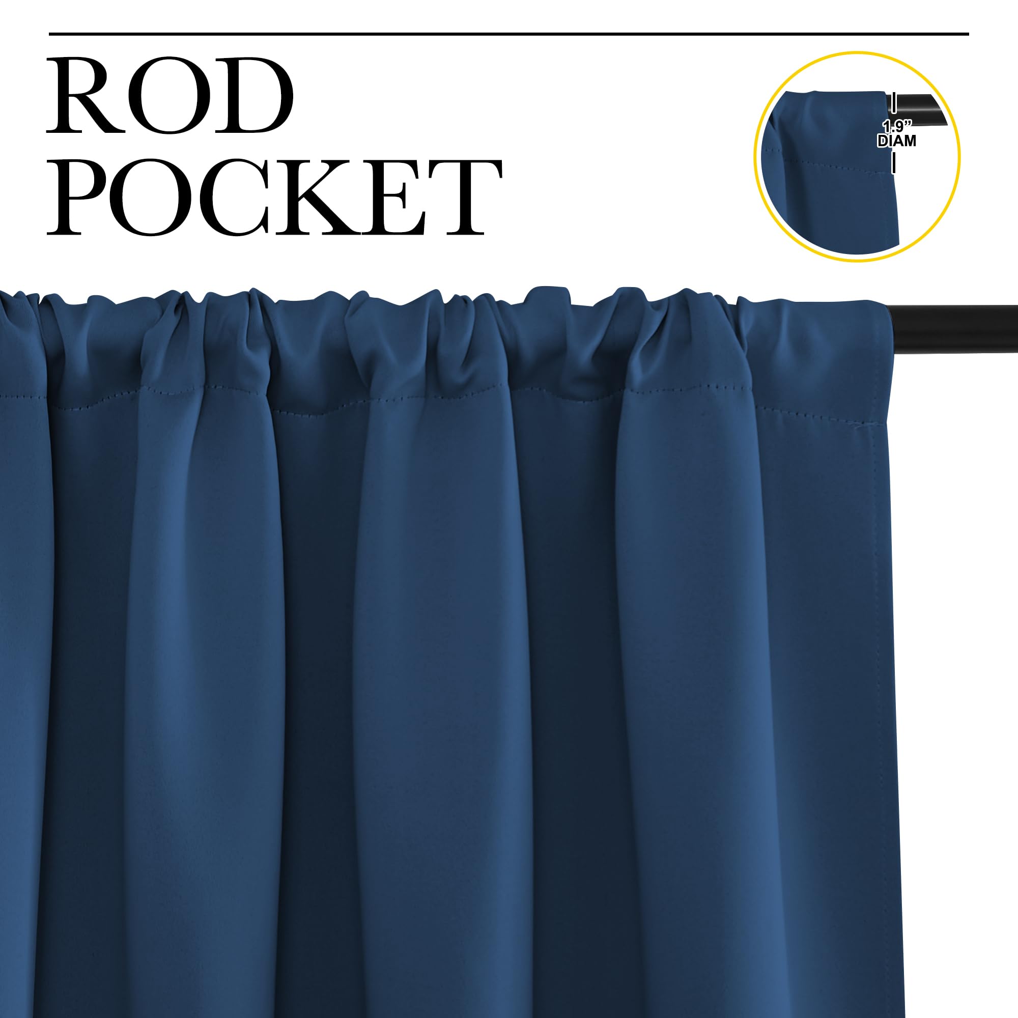 NICETOWN RV Blackout Curtains for Camper Windows, Moroccan Blue, 29" Wide by 50" Long, 2 PCs, Short Blackout Curtains & Drapes, Thermal Insulated Blackout Curtain Panels for Kids Room, Play Room