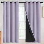SimpleHome 100% Blackout Curtains for Bedroom,Thermal Insulated Grommet Window Drapes Room Darkening Lilac Curtains for Living Room with Black Back,52 x 63 Inch,2 Panels