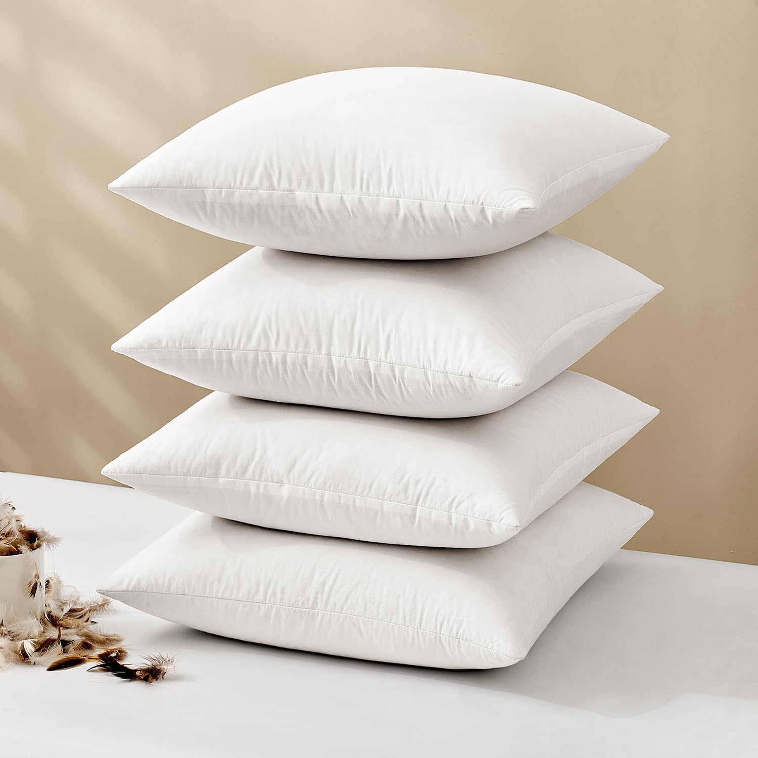 MIULEE 20x20 Pillow Inserts, Set of 4 Feather Down Throw Pillows