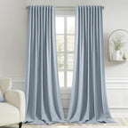 MIULEE Light Blue Back Tab Blackout Curtains 102 Inch Long 2 Panels Set for Bedroom, Rod Pocket/Pinch Pleated Thermal Insulated Living Room Darkening Light Blocking Floor to Ceiling Drapes