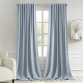 MIULEE Light Blue Back Tab Blackout Curtains 108 Inch Long 2 Panels Set for Bedroom, Rod Pocket/Pinch Pleat Extra Long Thermal Insulated Living Room Darkening Pleated Light Blocking Drapes