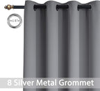 Yakamok Blackout Curtains 63 inch Length for Living Room, Light Blocking Grey Thermal Insulated Drapes with Grommets Top Window Treament Curtain for Bedroom(Gray, 52W x 63L, One Pair)
