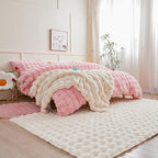 Creamy White Rabbit Plush Rug 5'x8', Fluffy Faux Fur Shaggy Area Rug for Nursery, Kids Room Decor, Soft Fuzzy Carpet for Living Room, Bedroom, Teen Girls Room