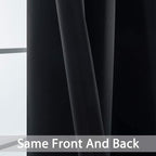 Yakamok Blackout Curtains Room Darkening Thermal Insulated Window Panels,Solid Grommet Top Drapes for Bedroom/Living Room(52Wx90L, Black, 2 Panels)