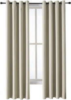 ChrisDowa Grommet Room Darkening Curtains for Bedroom and Living Room - 2 Panels Set Thermal Insulated Blackout Curtains (Beige, 52W x 84L)