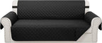 Reversible Oversized Sofa Covers Couch Cover Furniture Protector for Dogs Elastic Straps Water Resistant(XLSofa,Black/Black)