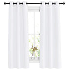 NICETOWN White Curtains for Living Room - Thermal Insulated Window Treatment 50% Light Blocking Solid Grommet Top for Bedroom/Girl's Room (Set of 2, W37 x L63),adult