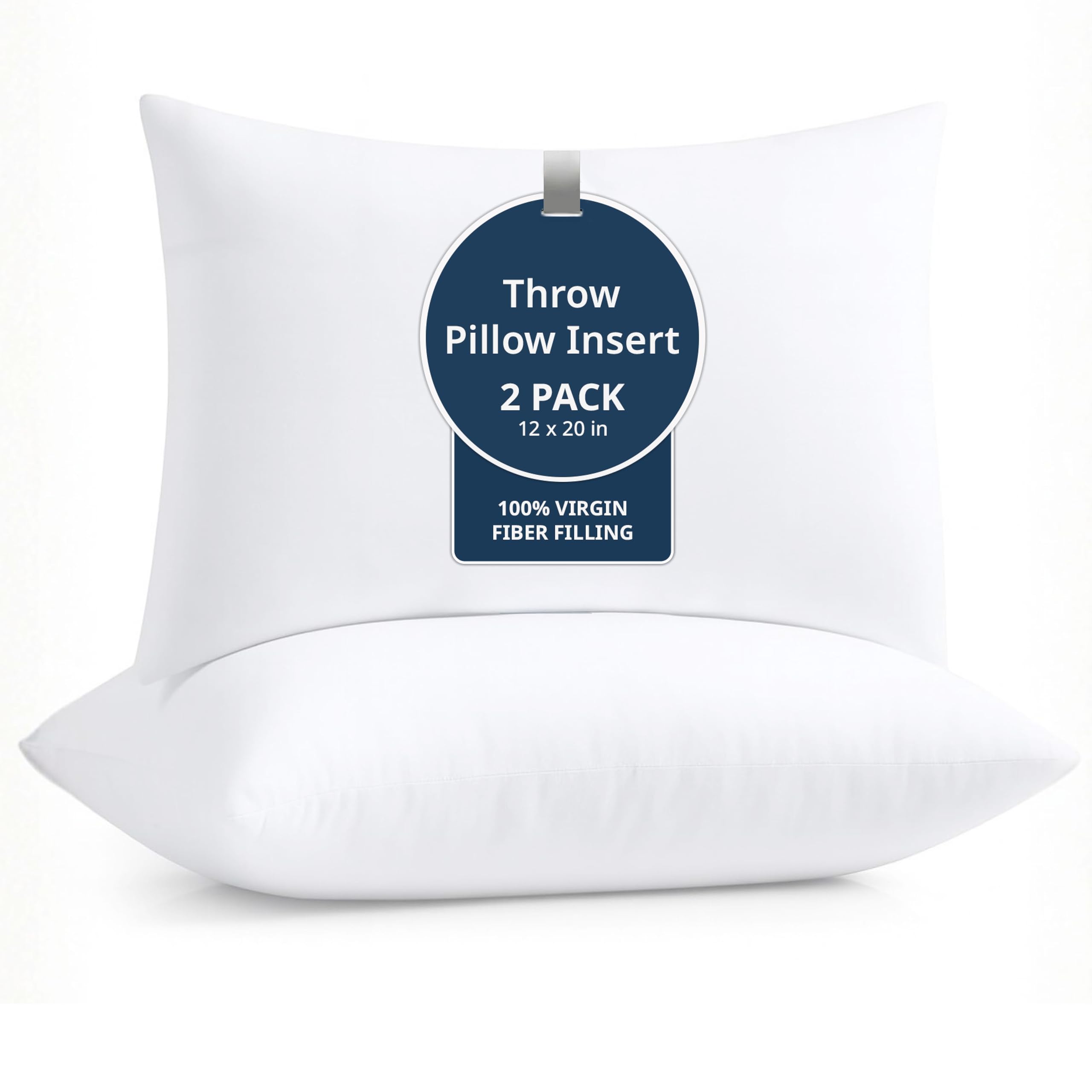 LANE LINEN 12x20 Pillow Insert - Pack of 2 White Decorative Pillows for Sofa Bed, Fluffy Pillow Inserts for Cushion Covers, Bed, Couch Pillows for Living Room