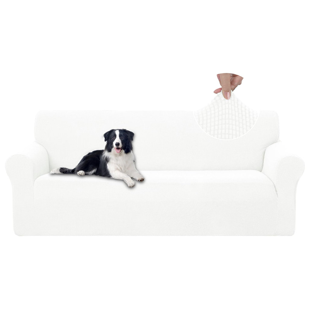 U-NICE HOME Stretch Couch Cover Slipcover for 3 Cushion Sofa, Ivory White