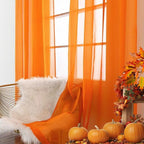 SpaceDresser Basic Rod Pocket Sheer Voile Window Curtain Panels White 1 Pair 2 Panels 38 Width 84 Inch Long for Kitchen Bedroom Children Living Room Yard(Orange,38 W x 84 L)