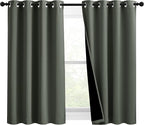 NICETOWN 100% Blackout Curtains 54 inches Long, Double-Deck Completely Blackout Window Treatment Thermal Insulated Lined Drapes for Small Window (Dark Mallard, 1 Pair, 46 inches Width Each Panel)
