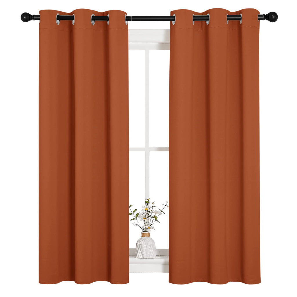 NICETOWN Blackout Halloween Draperies Curtains for Girls Room, Nursery Essential Thermal Insulated Grommet Top Blackout Panels (Burnt Orange, 1 Pair, 34 x 54 inches)