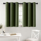 MIULEE Short Curtains for Windows - Olive Green Blackout Half Window Curtains Thermal Insulated Privacy Drapes for Kitchen Bedroom Bathroom Grommet Top Small Basement Tiers W40 x L36 Inch 2 Panels