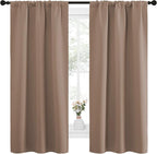 NICETOWN Kitchen Window Blackout Curtains - Window Treatment Thermal Insulated Rod Pocket Small Blackout Draperies/Drapes for Bedroom/Kitchen (Cappuccino, Set of 2, 34 in x 63 in (W x L))