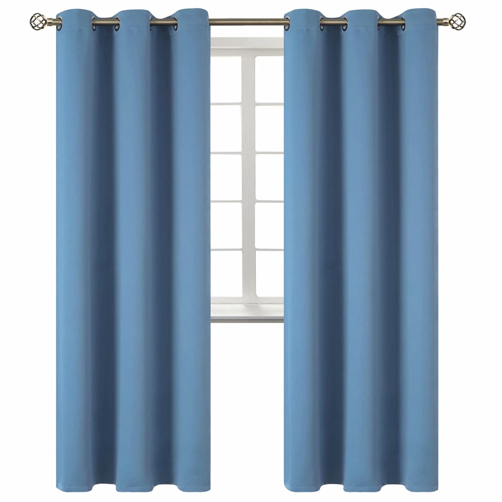 BGment Denim Blue Blackout Curtains for Living Room 84 Inch Long - 2 Panels