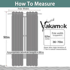Yakamok Blackout Curtains Room Darkening Thermal Insulated Window Panels,Solid Grommet Top Drapes for Bedroom/Living Room(52Wx90L, Charcoal Grey, 2 Panels)
